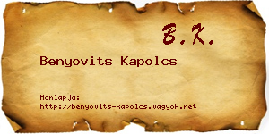 Benyovits Kapolcs névjegykártya